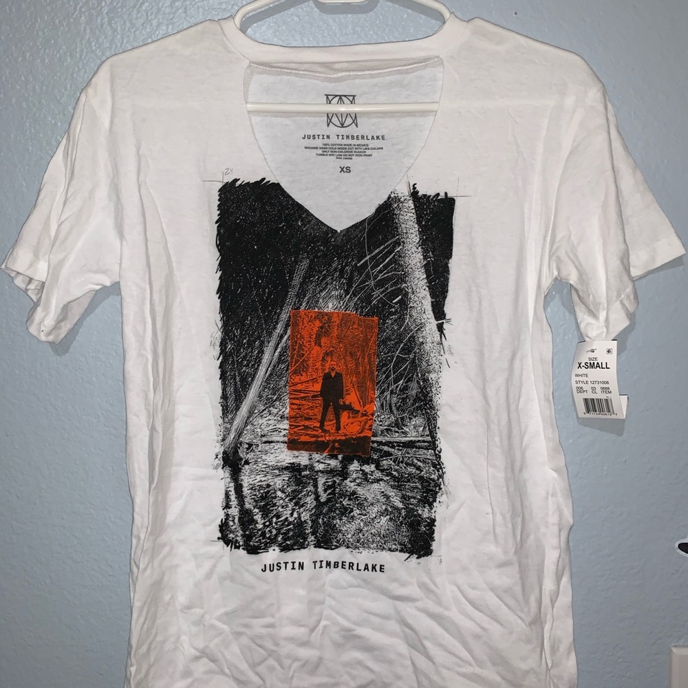 justin timberlake v neck “man of the woods” shirt